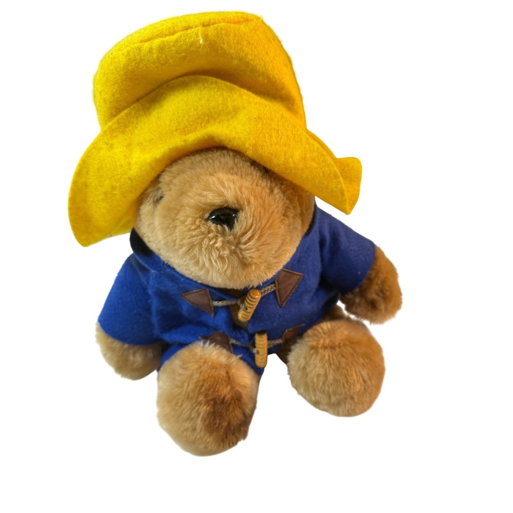 Vintage 80s Paddington Bear Plush Eden Toys Sears Kids Blue Coat Yellow Hat 10" - Picture 2 of 8
